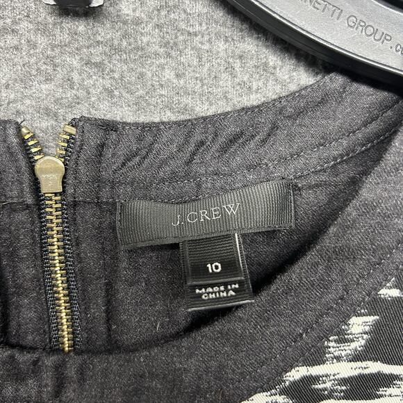 J.Crew Tunic Long Sleeve Black/White Curved‎ Hem Round Neck/Back Zip Size 10 - Picture 3 of 10